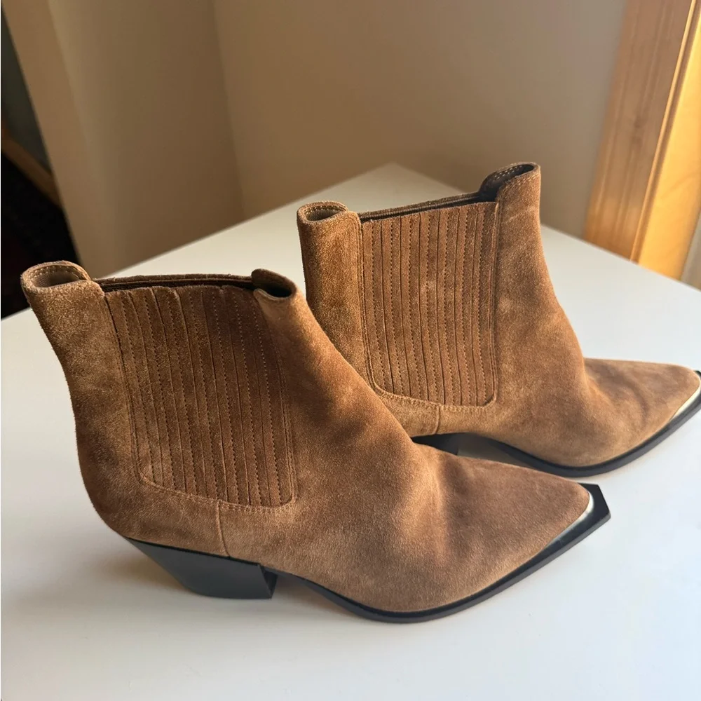 PAIGE Tan Suede Western Boots - Picture 4 of 6